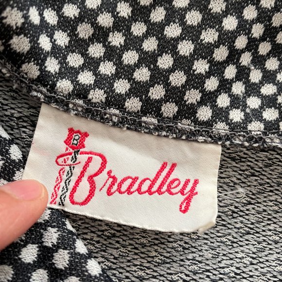 Vintage 60s 70s Bradley Black White Polka Dot Retro Button Up Shirt Medium - Picture 5 of 9